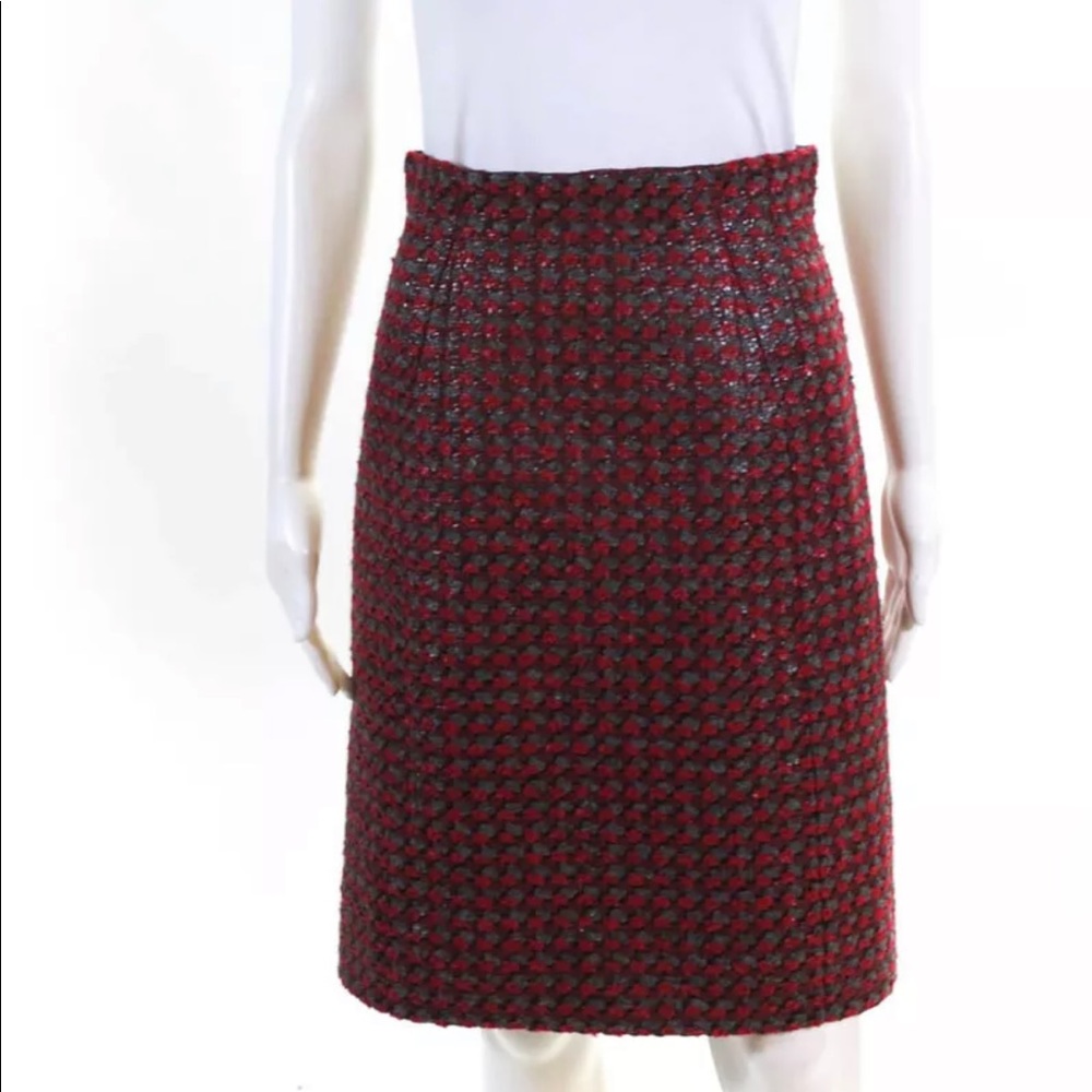 Marc Jacobs Red and Gray Metallic Skirt